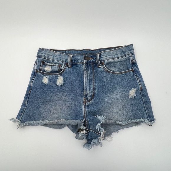 Denim Colab cut off denim jean shorts women's size 30 blue white - Picture 4 of 12